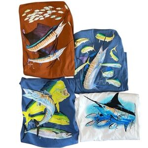 Lot of 4 Long Sleeve Guy Harvey Fish fishing Shirts XXL